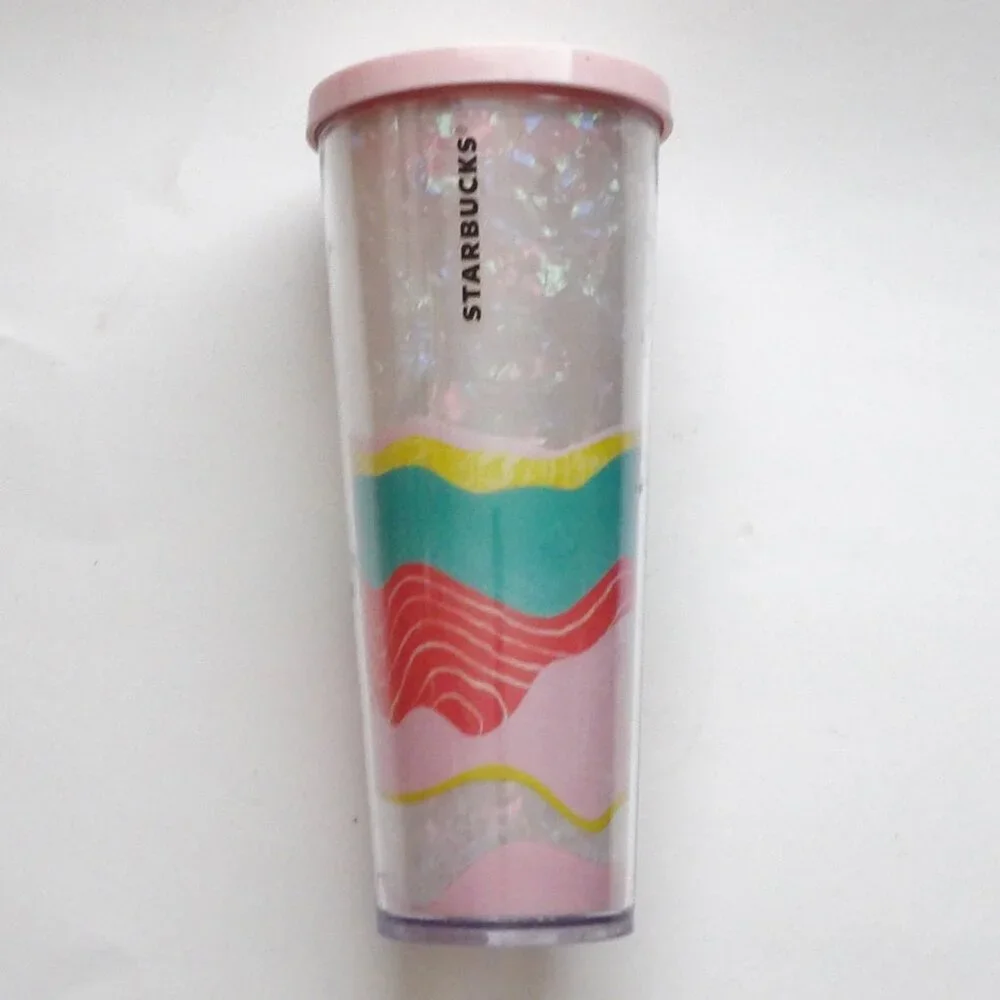 Starbucks Bundle of 2 Large Venti Tumblers 24 oz. No Straws 2019 Peony 2020 Wave